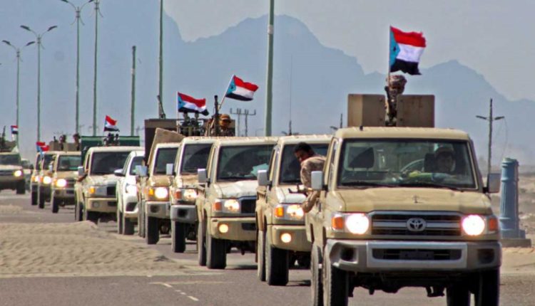 قافلة عسكرية تابعة لألوية العمالقة الجنوبية في اليمن