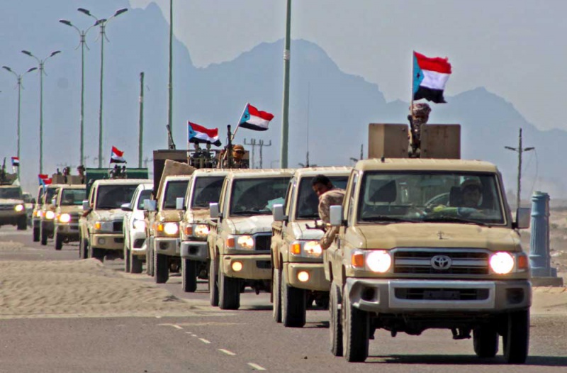 قافلة عسكرية تابعة لألوية العمالقة الجنوبية في اليمن